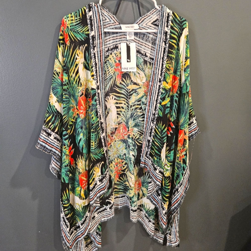 Nine West Tropical Print Kimono